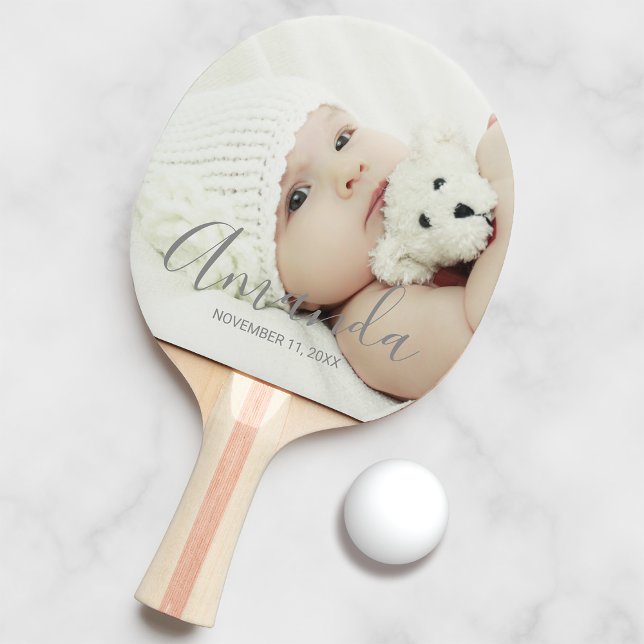 Raquete De Ping Pong Foto personalizada com nome e texto personalizados (Criador carregado)