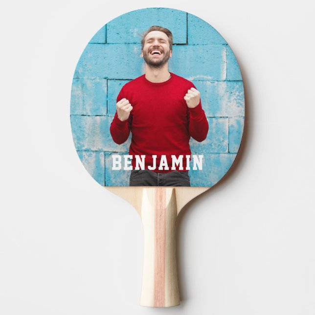 Raquete De Ping Pong Foto personalizada com nome personalizado (Frente)