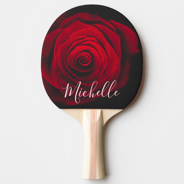 Raquete De Ping Pong Fotografia personalizada da colheita da rosa verme (Frente)
