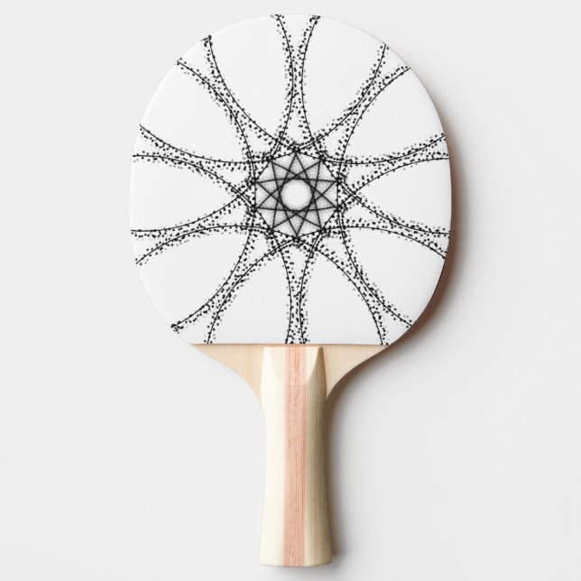 Raquete De Ping Pong Fractal Duplo - Preto e Branco (Frente)