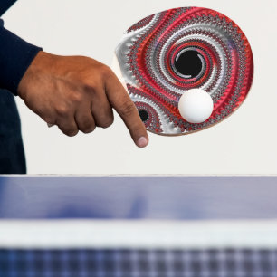 Raquete De Ping Pong Fractal Espiral Gradiente Preto abstrato
