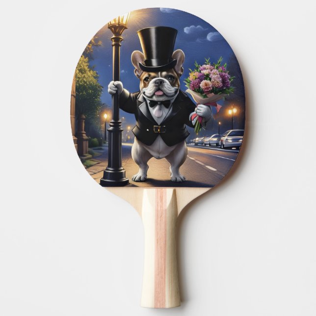 Raquete De Ping Pong Französische Bulldogge French Bulldog Blumenstrauß (Frente)