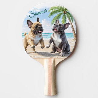 Raquete De Ping Pong Französische Bulldoggen Strand French Bulldog