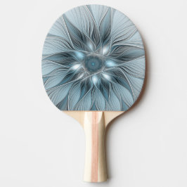 Raquete De Ping Pong Fratura Floral Abstrato Azul Cinza de Flor Alegre