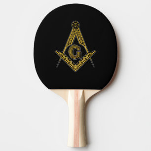 Raquete De Ping Pong Freemason (preto & ouro)