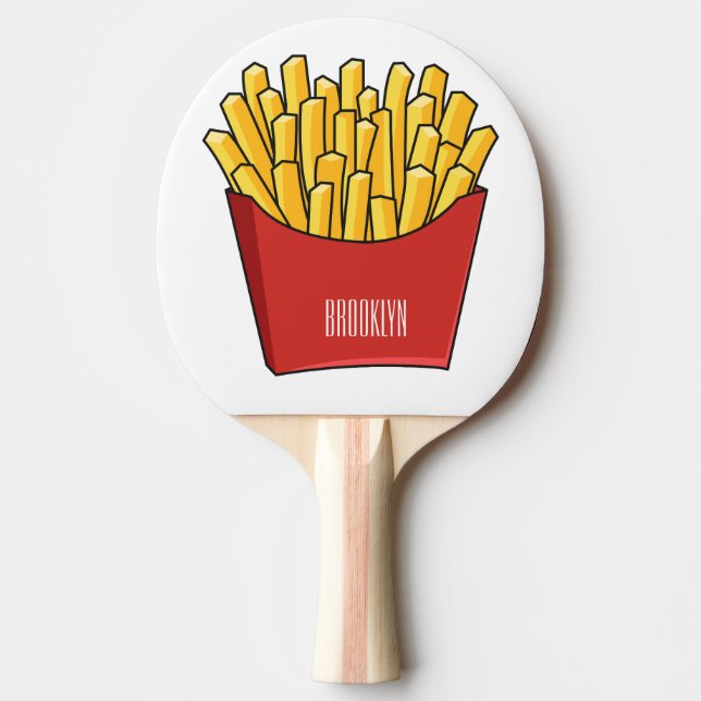 Raquete De Ping Pong French fries cartoon illustration (Frente)