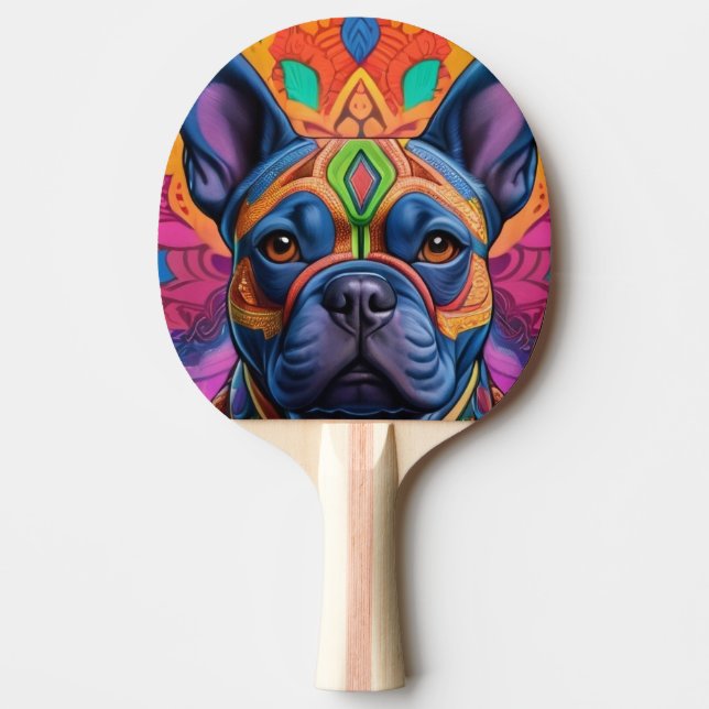 Raquete De Ping Pong Frenchie Fun Birthday Fantasy (Frente)
