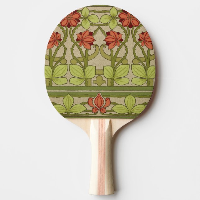Raquete De Ping Pong Frieze Border Art Nouveau Floral (Frente)