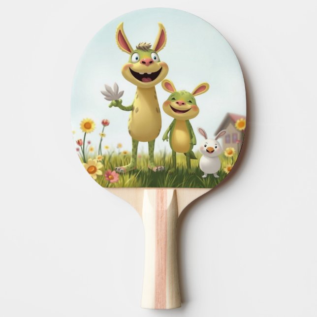 Raquete De Ping Pong Fröhliche Wiesengang – Bunte Tierfreunde im Frühli (Frente)
