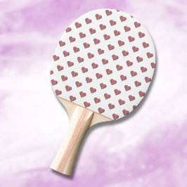 Raquete De Ping Pong Fundo Branco dos Corações Dourados com Rosa de bri