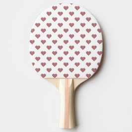 Raquete De Ping Pong Fundo Branco dos Corações Dourados com Rosa de bri