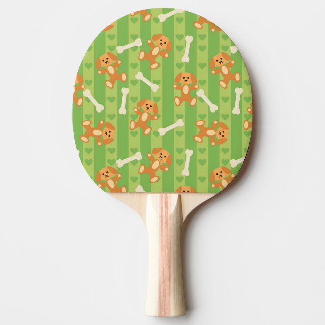 Raquete De Ping Pong fundo com cães e ossos (Frente)