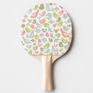 Raquete De Ping Pong fundo com o ornamento colorido dos pássaros