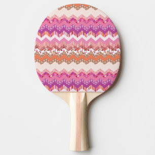 Raquete De Ping Pong Fundo cor-de-rosa do ziguezague
