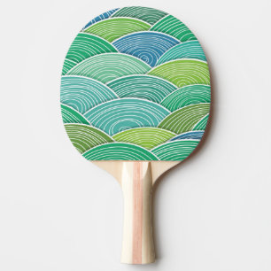 Raquete De Ping Pong Fundo de ondas verdes abstratas onduladas