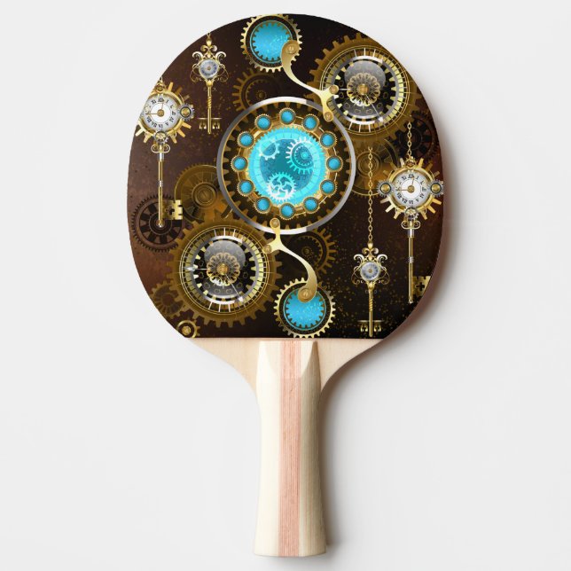 Raquete De Ping Pong Fundo Rusty Steampunk com Lentes Turquesa (Frente)