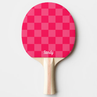 Raquete De Ping Pong Fundo xadrez rosa nome personalizado