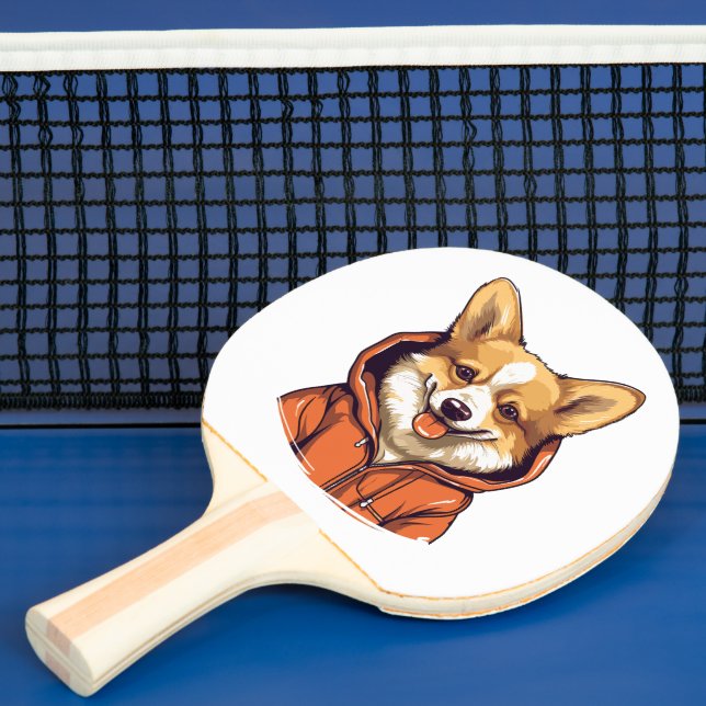 Raquete De Ping Pong Funny Corgi Vestindo Hoodie (Insitu)