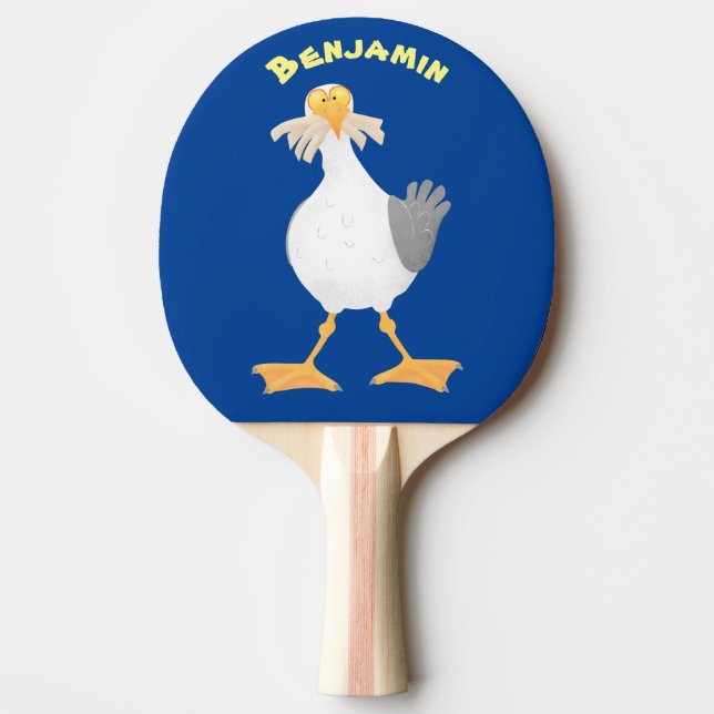 Raquete De Ping Pong Gaivota engraçada com desenho francês (Frente)
