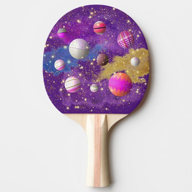 Raquete De Ping Pong Galáxia Cosmica de Doces de Algodão (Frente)