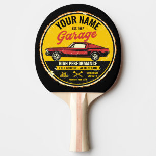 Raquete De Ping Pong Garagem de Carro Clássico Vermelho de Fastback 19