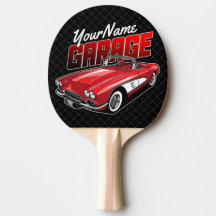 Garagem de Carro Esportivo Vermelho Clássico 1961