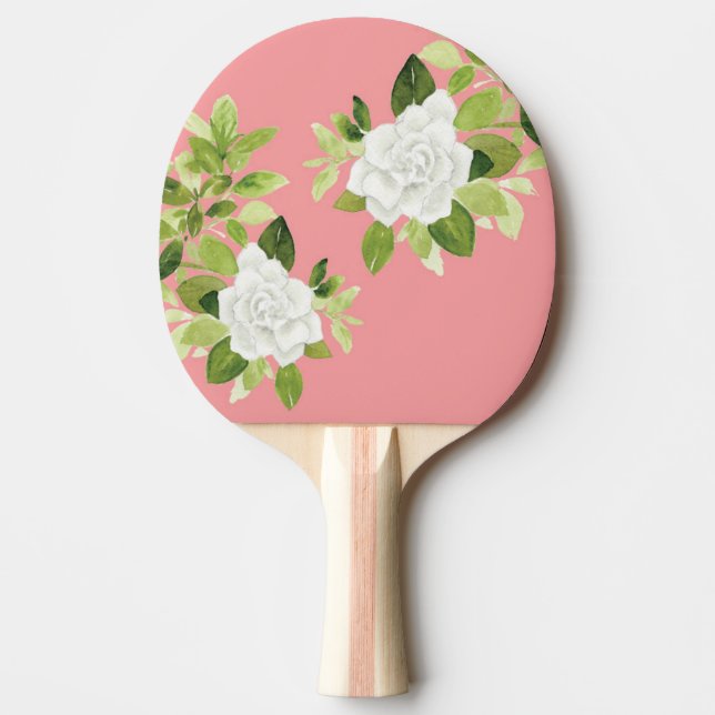 Raquete De Ping Pong Gardenia cabo jasmine floral aquarela (Frente)