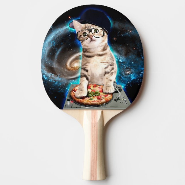 Raquete De Ping Pong gatinho dj cat (Frente)