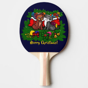 Raquete De Ping Pong Gatinho e puppy, XMas feliz
