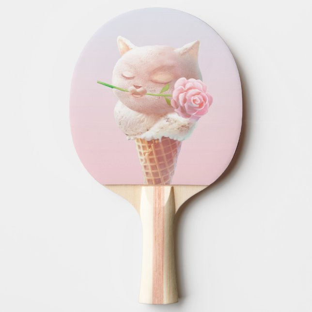Raquete De Ping Pong Gatinho sorvete - Rosado e Sonho (Frente)