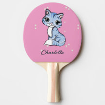 Gato azul bonito com nome personalizado rosa