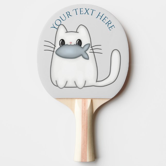 Raquete De Ping Pong Gato bonito com o prêmio Peixe (Frente)