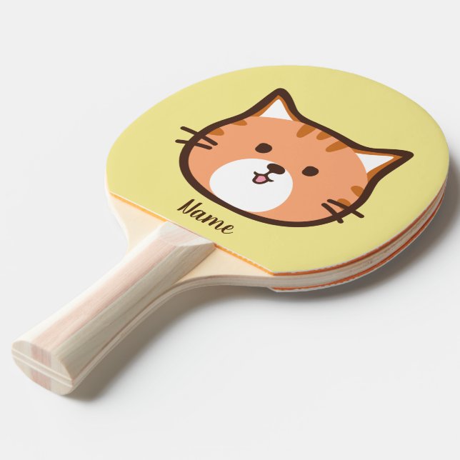 Raquete De Ping Pong Gato bonito dos desenhos animados (Frente inclinada)