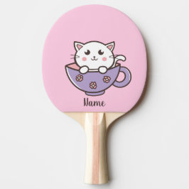 Raquete De Ping Pong Gato branco na caneca