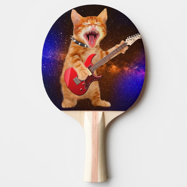 Raquete De Ping Pong Gato de estrela do rock (Frente)