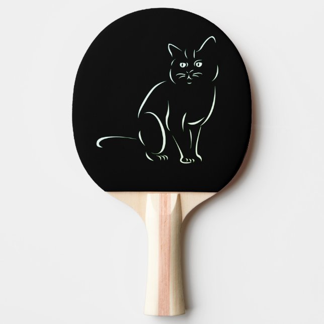 Raquete De Ping Pong Gato de Gatinho Branco (Frente)