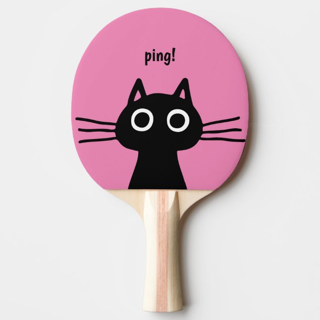 Raquete De Ping Pong Gato de Gatinho Preto| Funny Feline (Frente)