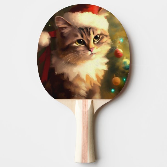 Raquete De Ping Pong Gato de Natal (4) (Frente)
