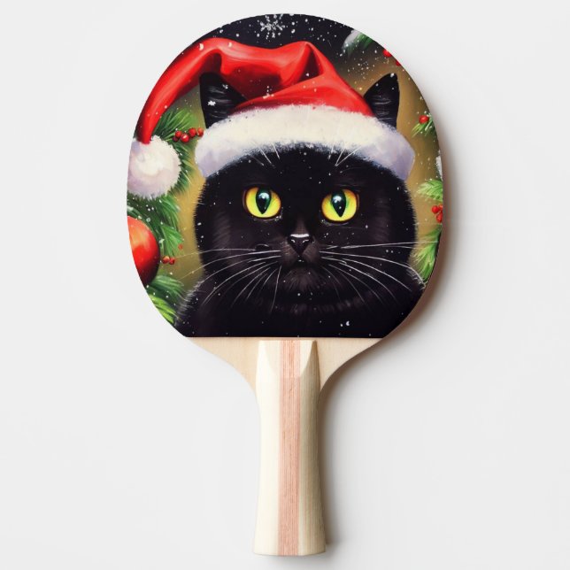 Raquete De Ping Pong Gato de Natal (6) (Frente)
