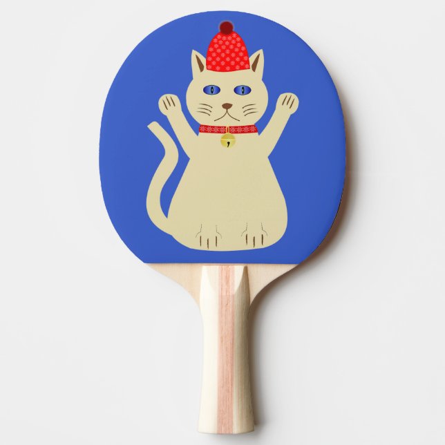 Raquete De Ping Pong Gato de Natal bonito (Frente)