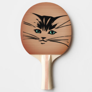 Raquete De Ping Pong Gato de Olhos Verdes Rústico