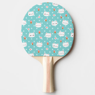 Raquete De Ping Pong Gato e Padrão de Sorvete