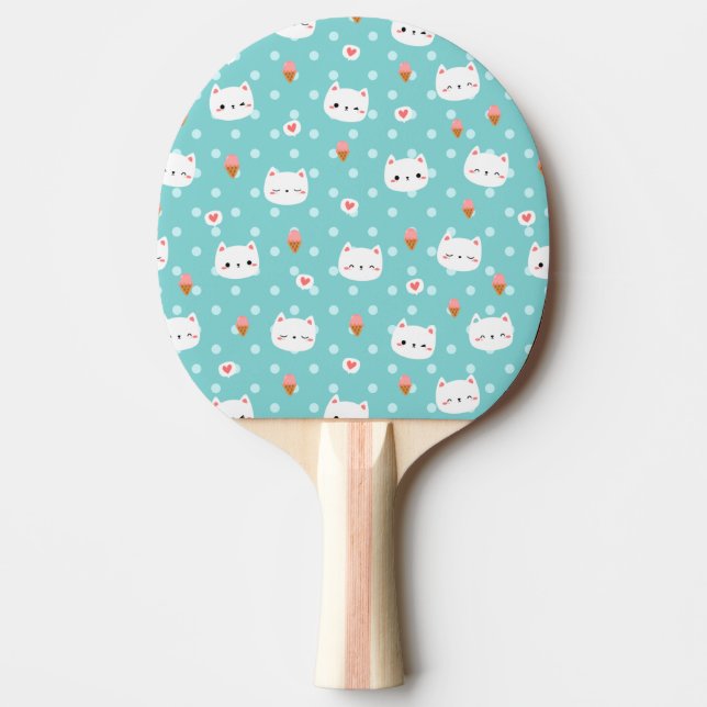 Raquete De Ping Pong Gato e Padrão de Sorvete (Frente)