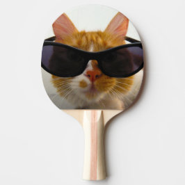 Raquete De Ping Pong Gato legal com a pá de Pong do sibilo dos óculos