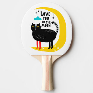 Raquete De Ping Pong Gato na lua