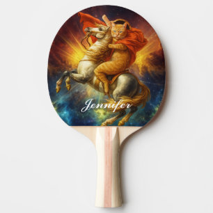 Raquete De Ping Pong Gato Napoleão Montando Cavalo Através da Galáxia