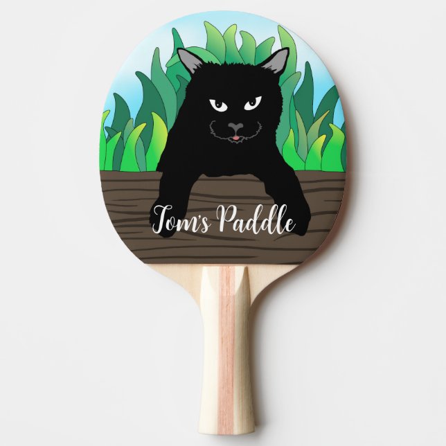 Raquete De Ping Pong Gato Negro (Frente)