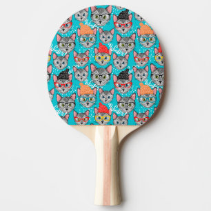 Raquete De Ping Pong Gato no chapéu