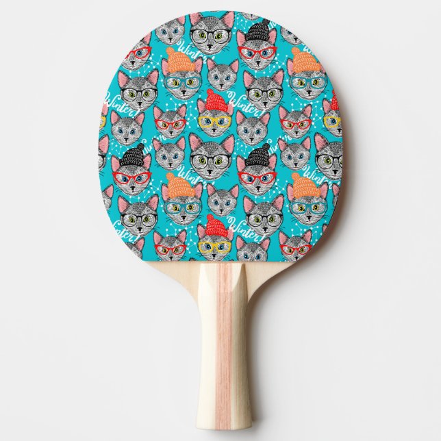 Raquete De Ping Pong Gato no chapéu (Frente)