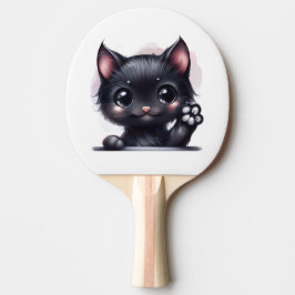 Raquete De Ping Pong Gato Preto Adorável Kawaii